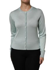 Women's Silk Button-Down Cardigan Green