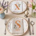 Personalizado lindo conejito Flor servilleta de lino con la inicial y el nombre de decoración de mesa de Pascua del partido de regalo para los niños familia amigos