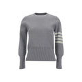 Thom Browne Virgin Wool with Signature Stripes Sweater — Gray