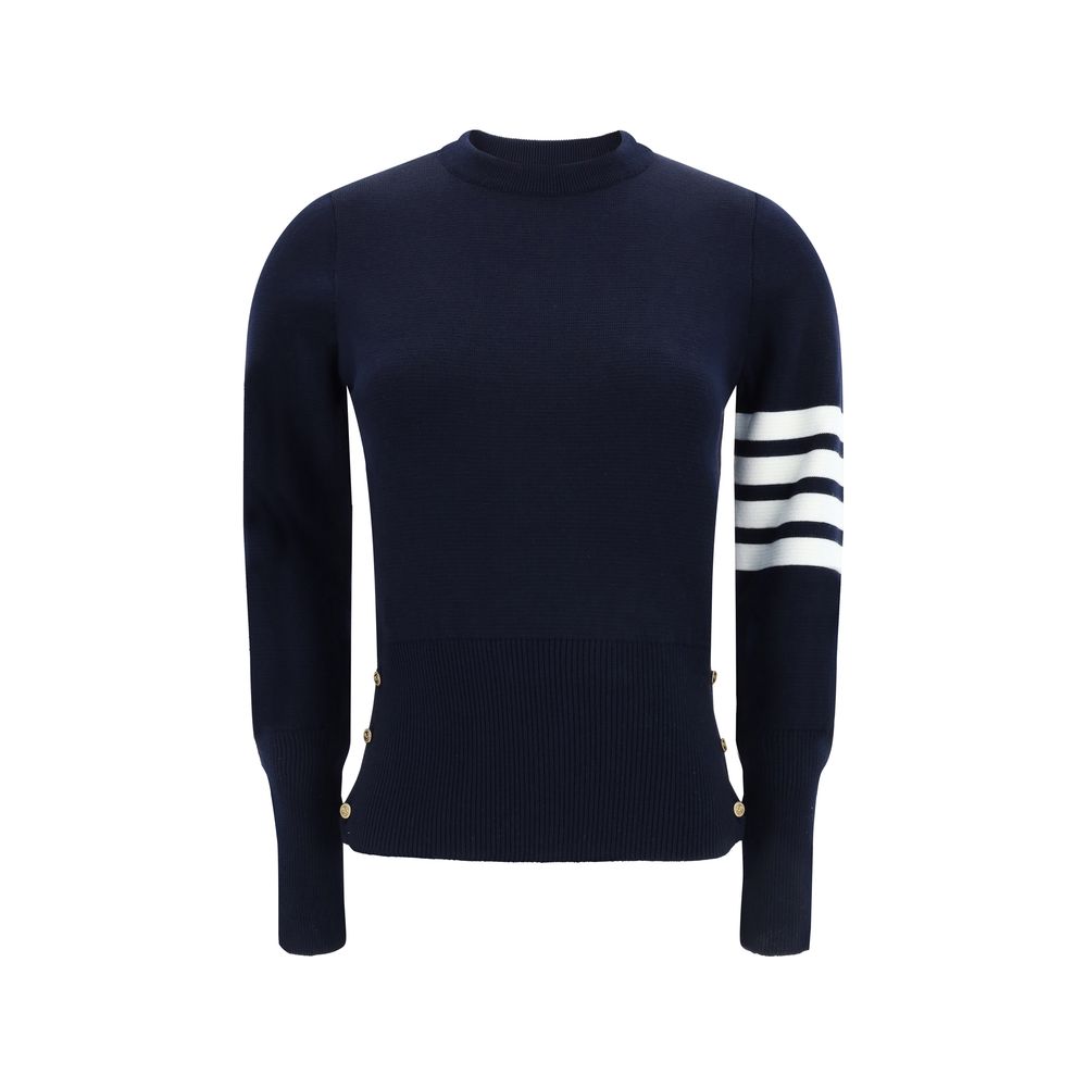 Thom Browne Striped Virgin Wool Sweater — Navy