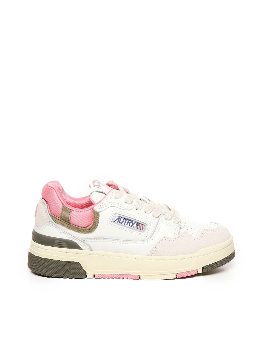 AUTRY Sneakers White, Pink, Olive Green Cowskin - 39