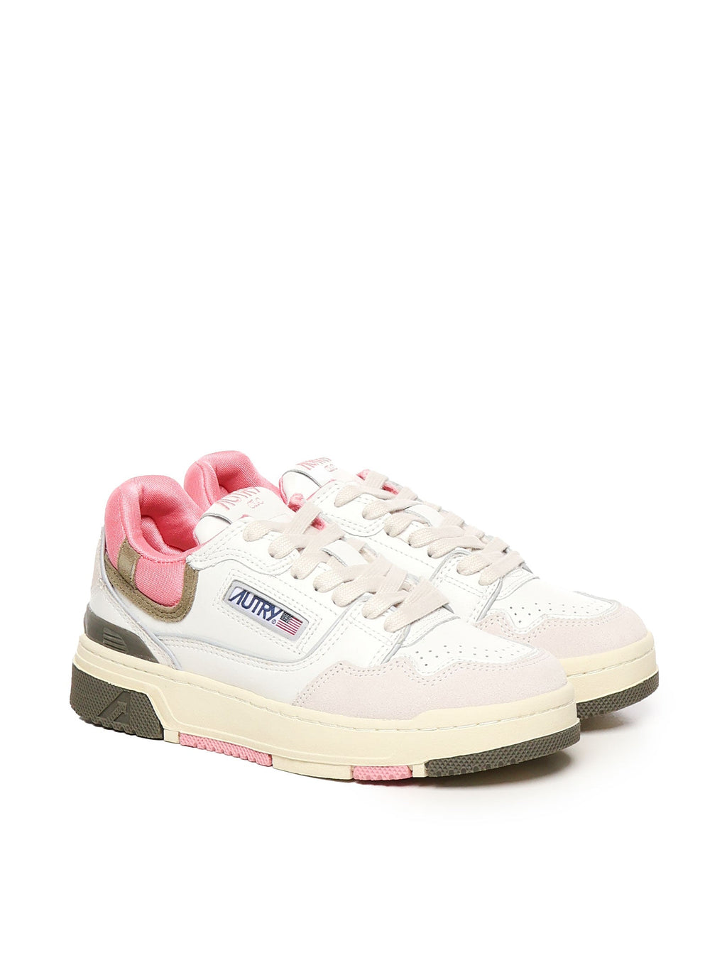 AUTRY Sneakers White, Pink, Olive Green Cowskin - 39
