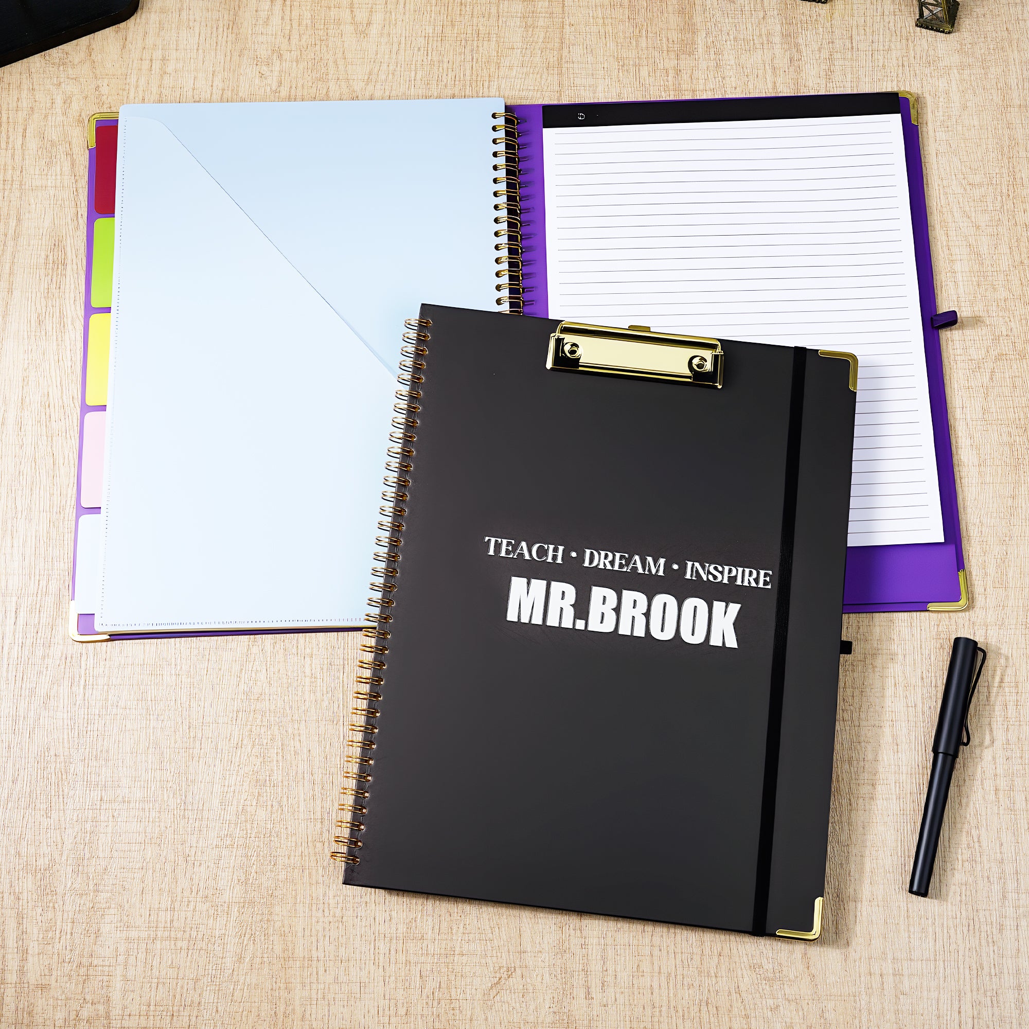 Portapapeles A4 multicolor personalizado con título PP página interior y bloc de notas Material de oficina Regalo de cumpleaños para profesor estudiante