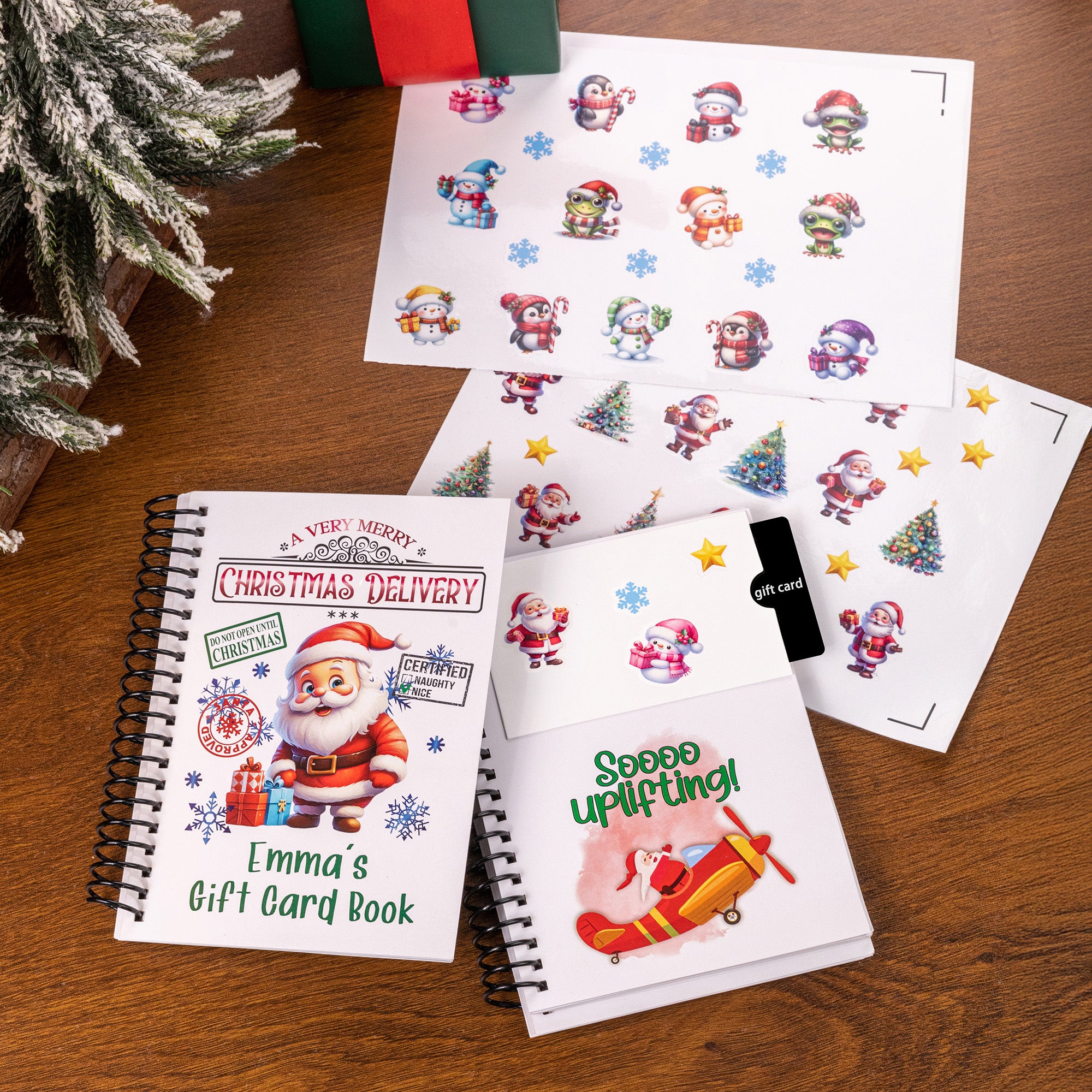 Personalizado Lindo Reno de Navidad Pingüino Titular de la tarjeta de regalo con el nombre de regalo de Navidad para los amigos de la familia de regalo