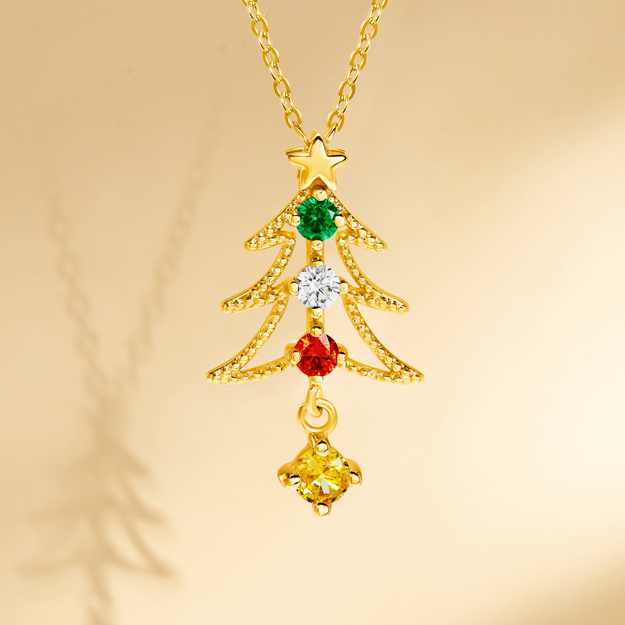 Personalizado 1-4 Familia Birthstones Árbol de Navidad Collar Dainty Joyería Navidad Aniversario Regalo para Mamá Abuela