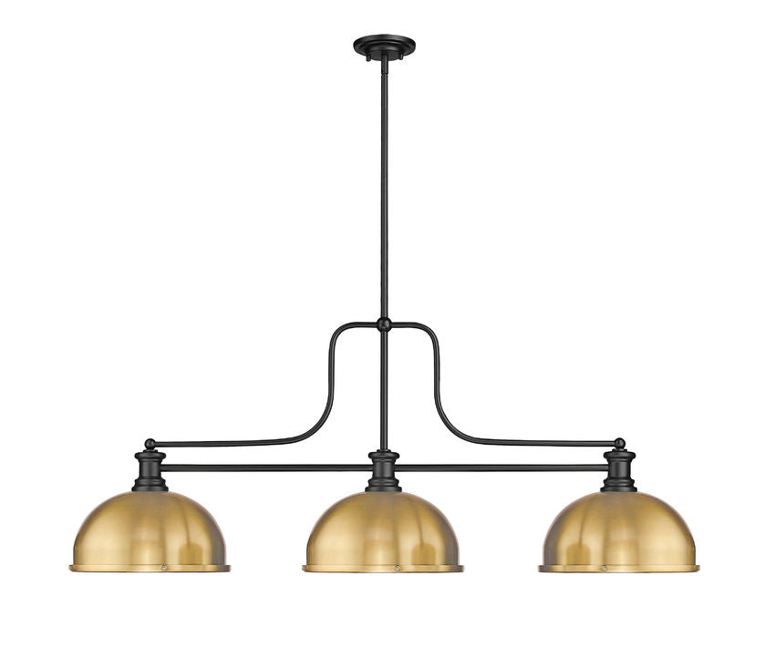 Z-Lite Melange Matte Black with Heritage Brass Dome Shade