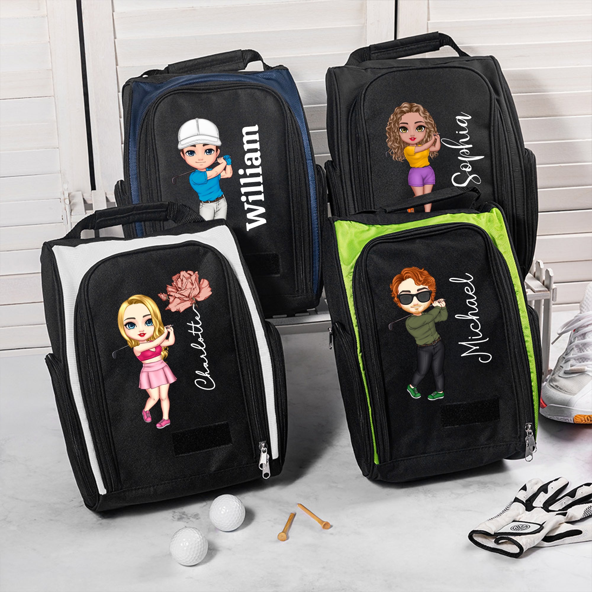 Bolsa de zapatos de golf personalizada con nombre y varios compartimentos Accesorios deportivos Palo de golf Regalo de cumpleaños para los amantes del golf