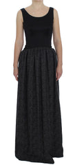 Women's Black Gray Sheath Gown Full Length Dress Rayon