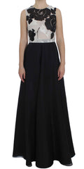 Women's Floral Silk Sheath Dress Black