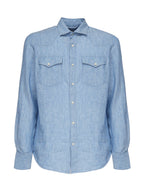 MC2 Saint Barth Shirts Blue Linen