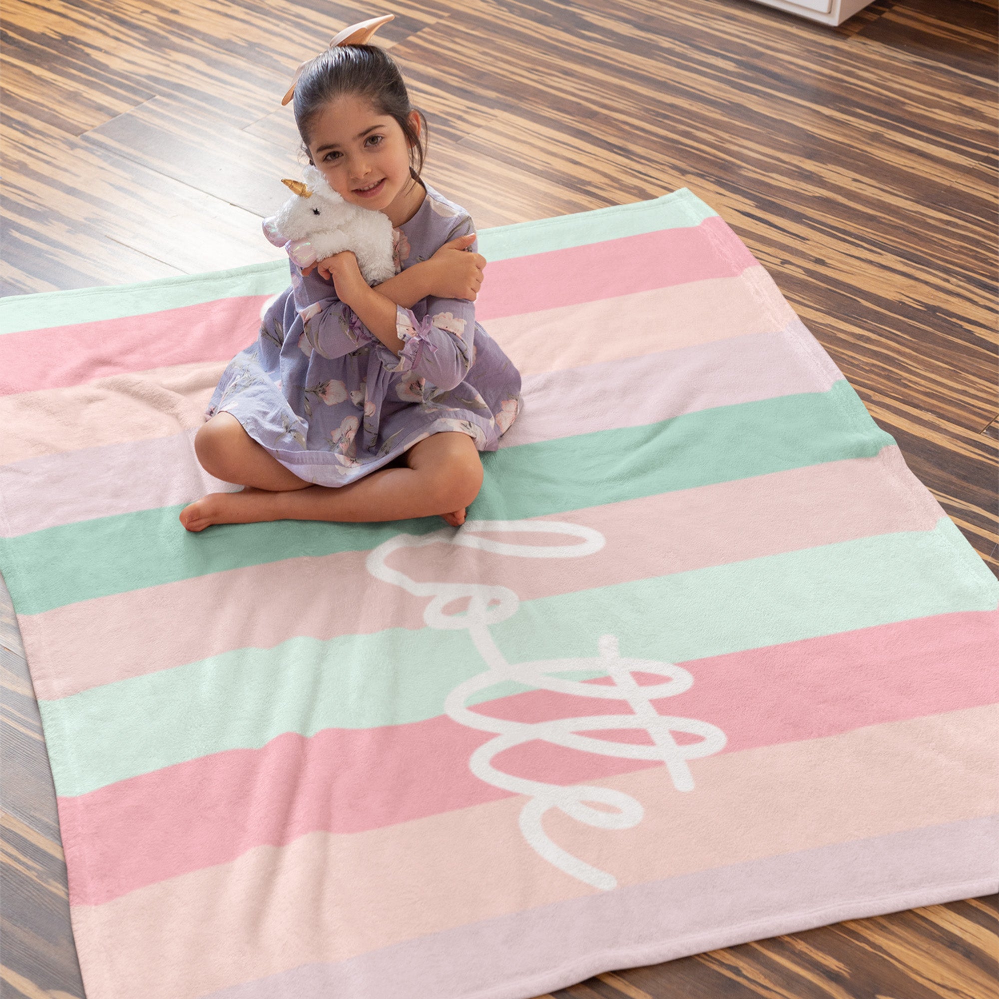 Manta suave personalizada con rayas clásicas y colores vibrantes con nombre decoración para el hogar regalo de cumpleaños para familia y amigos