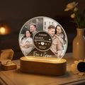 Personalizado 2-4 Pareja Fotos Reproductor de Música LED Luz de Noche con Nombres y Base de Madera Decoración del Hogar Día de San Valentín Aniversario Cumpleaños Regalo para Pareja