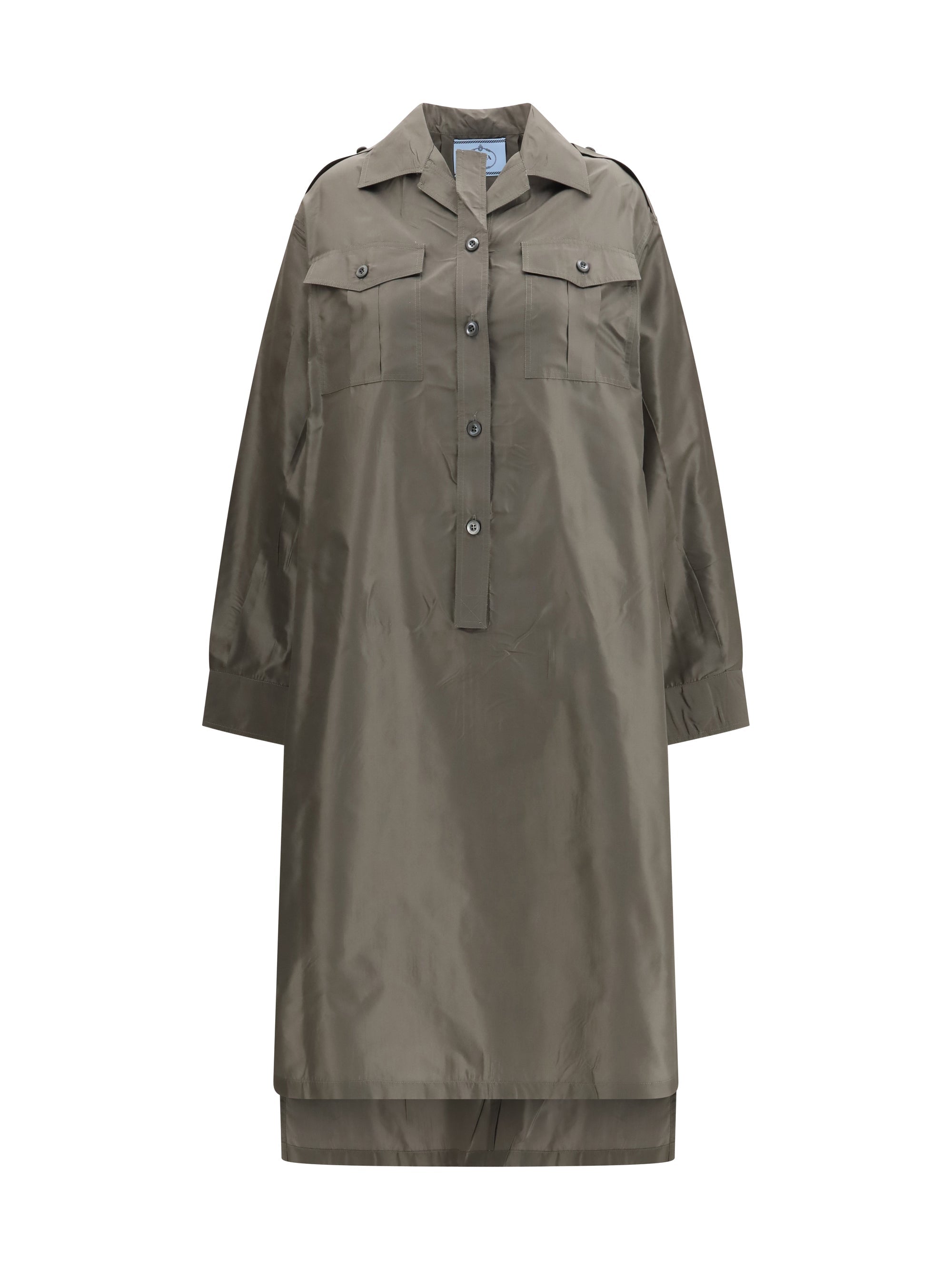Prada Taffeta Shirt Dress — Gray