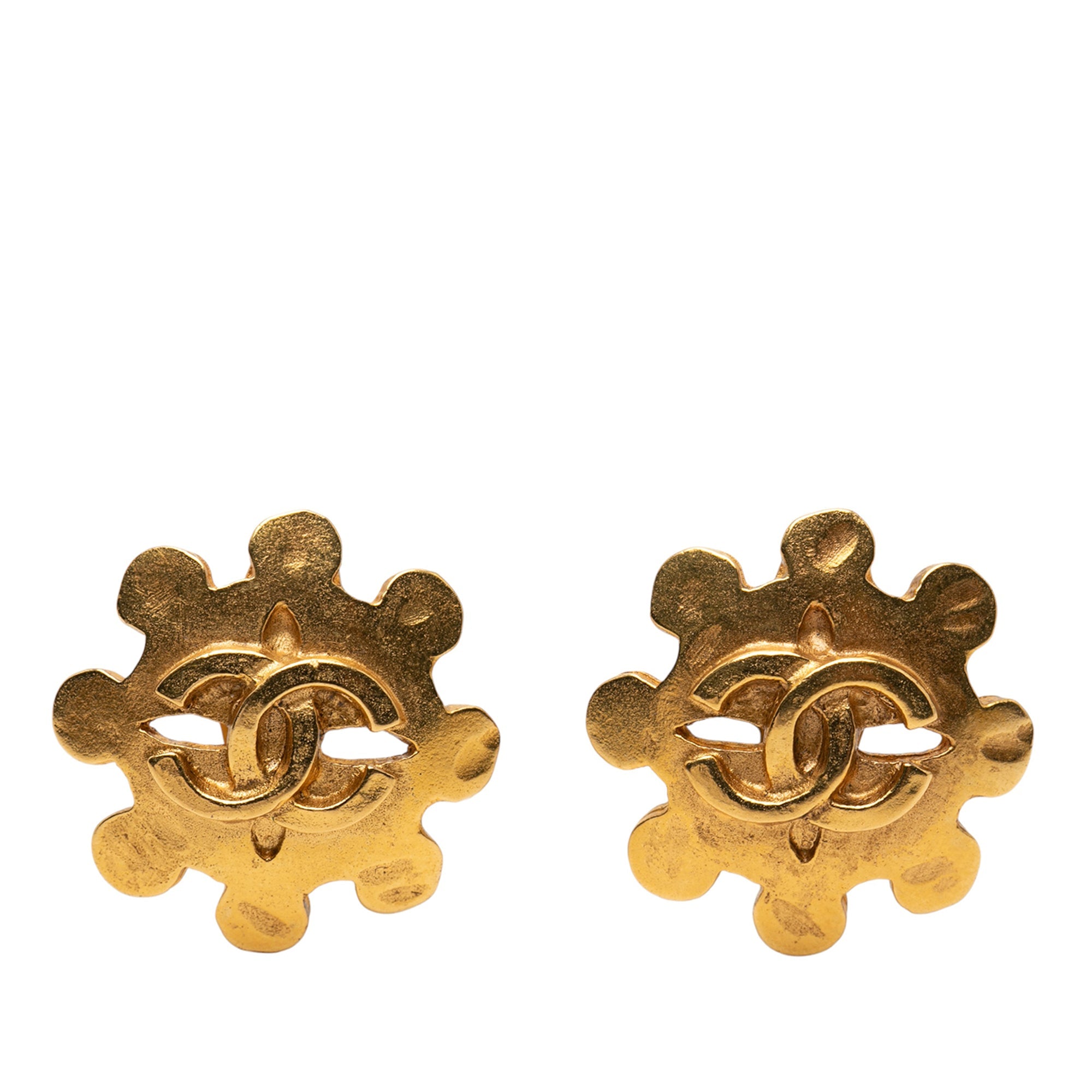CC Gold Plated Flower Clip On Earrings