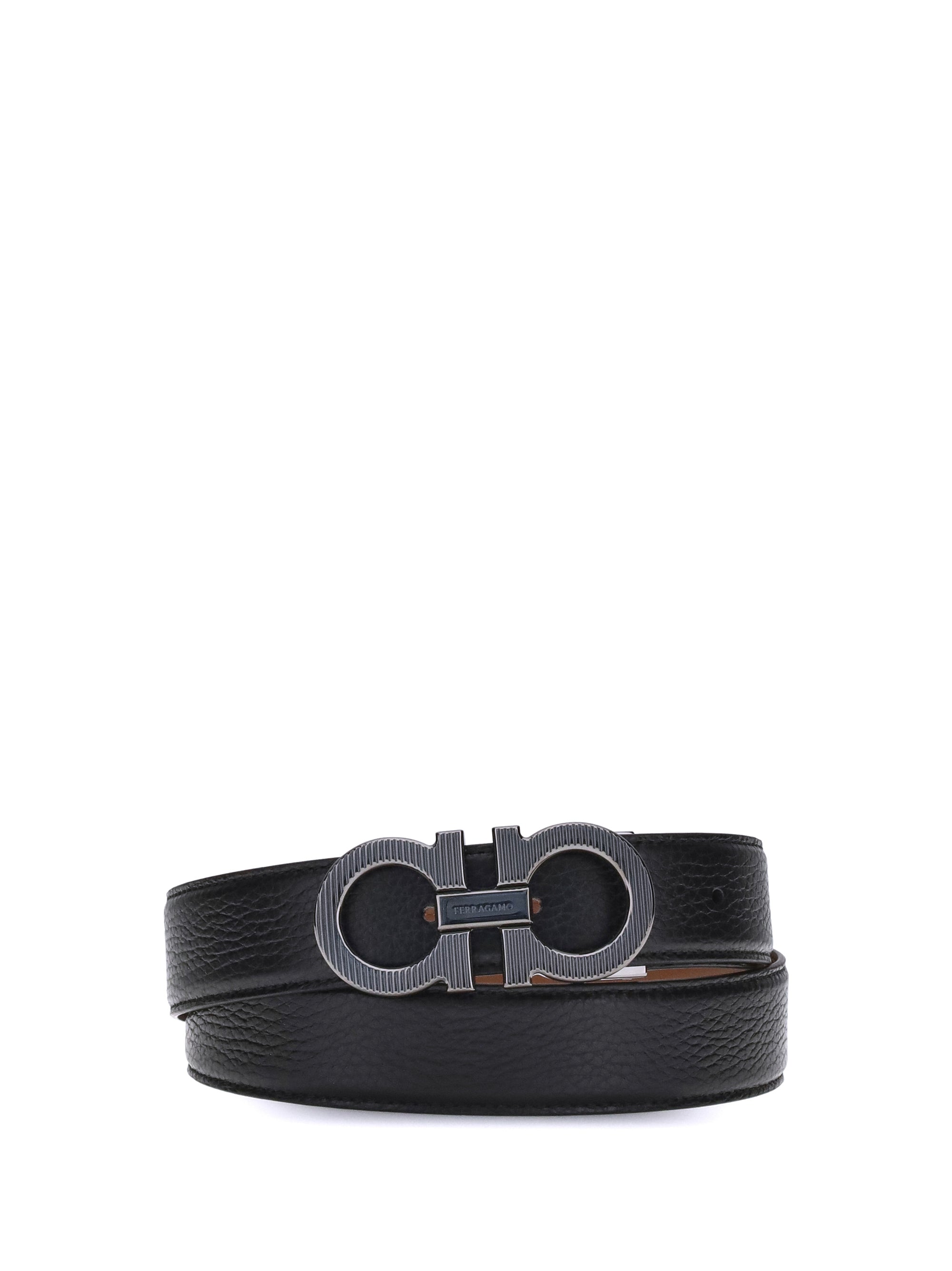 Ferragamo Reversible Leather Belt — Black