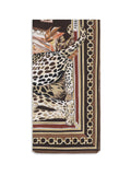 Bufanda de seda con estampado de leopardo Ferragamo — Marrón