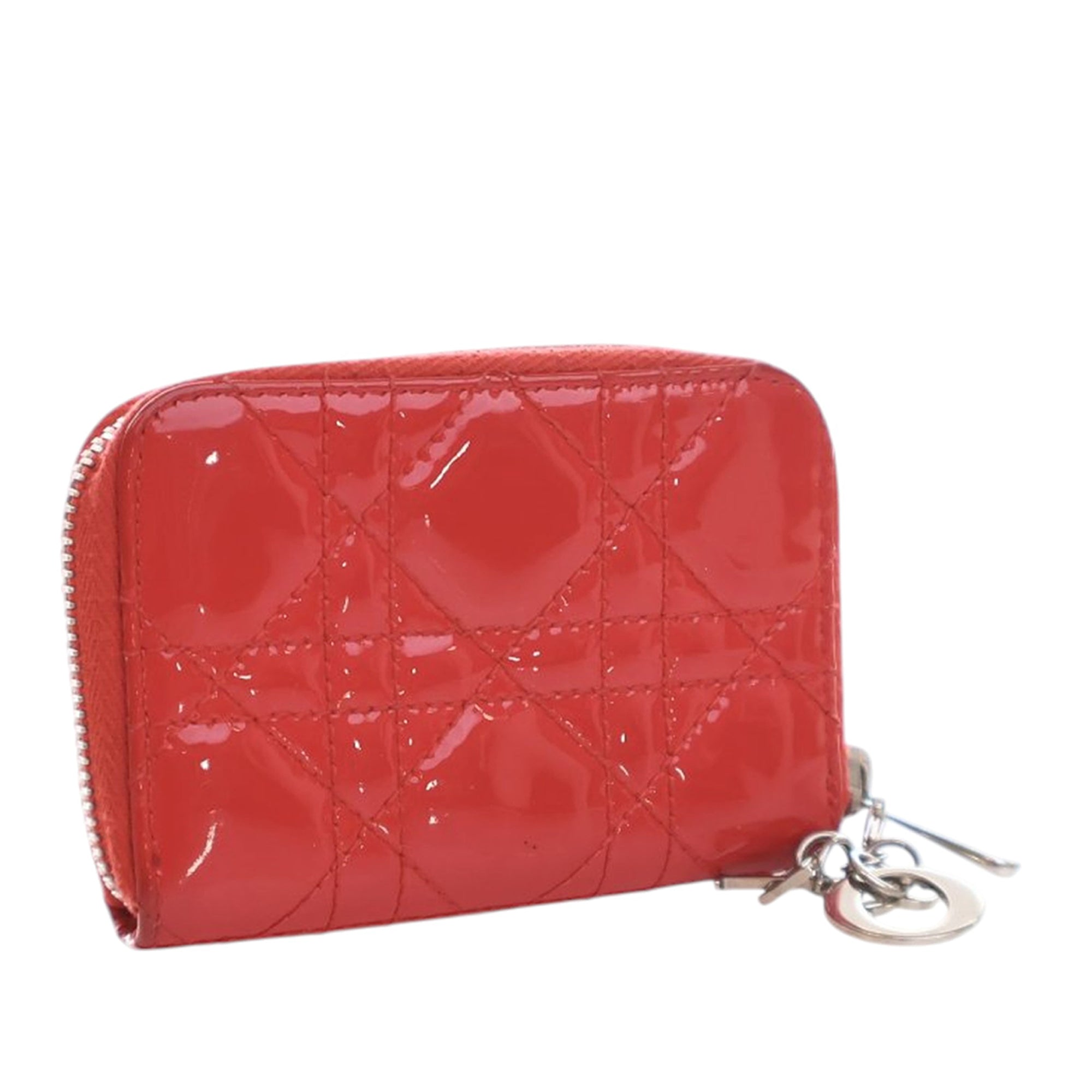 Small Patent Cannage Lady Dior Voyageur Coin Purse