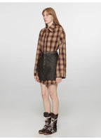 Tea Grid high-quality high-count cotton loose retro plaid shirt