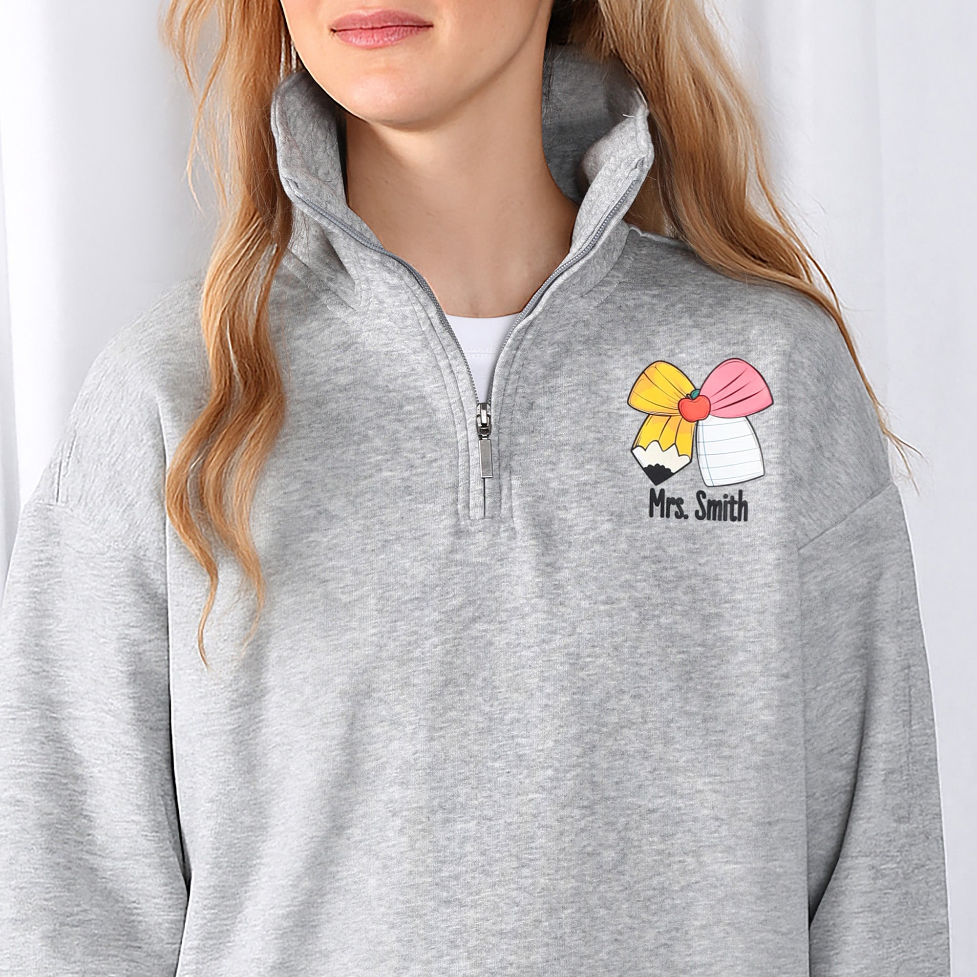 Sudadera con media cremallera personalizada para profesor con texto Regalo de agradecimiento por la vuelta al cole para el personal de la escuela