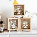 Hucha de madera personalizada con corona de flores animales y nombre regalo de cumpleaños y Día del Niño para niños
