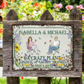 Personalizado Retro Sentado Personajes de dibujos animados Horizontal Señal de metal con nombre Jardín Puerta Decoración Cumpleaños Regalo para la abuela mamá Jardinería Amantes