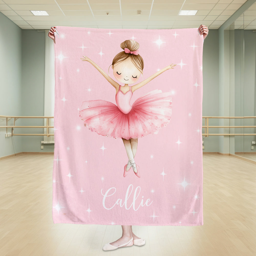 Suave manta personalizada de dibujos animados de bailarina con estrellas y nombre Decoración del hogar Equipo de baile Regalo de cumpleaños para los amantes del ballet