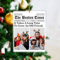 Personalizado The Besties Times Periódico Diseño 4 Fotos Acrílico Adorno con Texto Decoración del Árbol Navidad Cumpleaños Graduación Regalo para Amigos