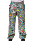 Men's Multicolor Sequined Embellished Pants Nylon Silk Elastane