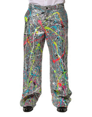 Men's Multicolor Sequined Embellished Pants Nylon Silk Elastane