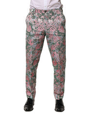 Men's Multicolor Floral Jacquard Pants Nylon Cotton Acetate