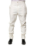 White Nylon Tapered Dress Men Pants Elastane