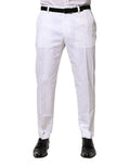 Men's White Cotton Dress Slim Formal Pants Elastane