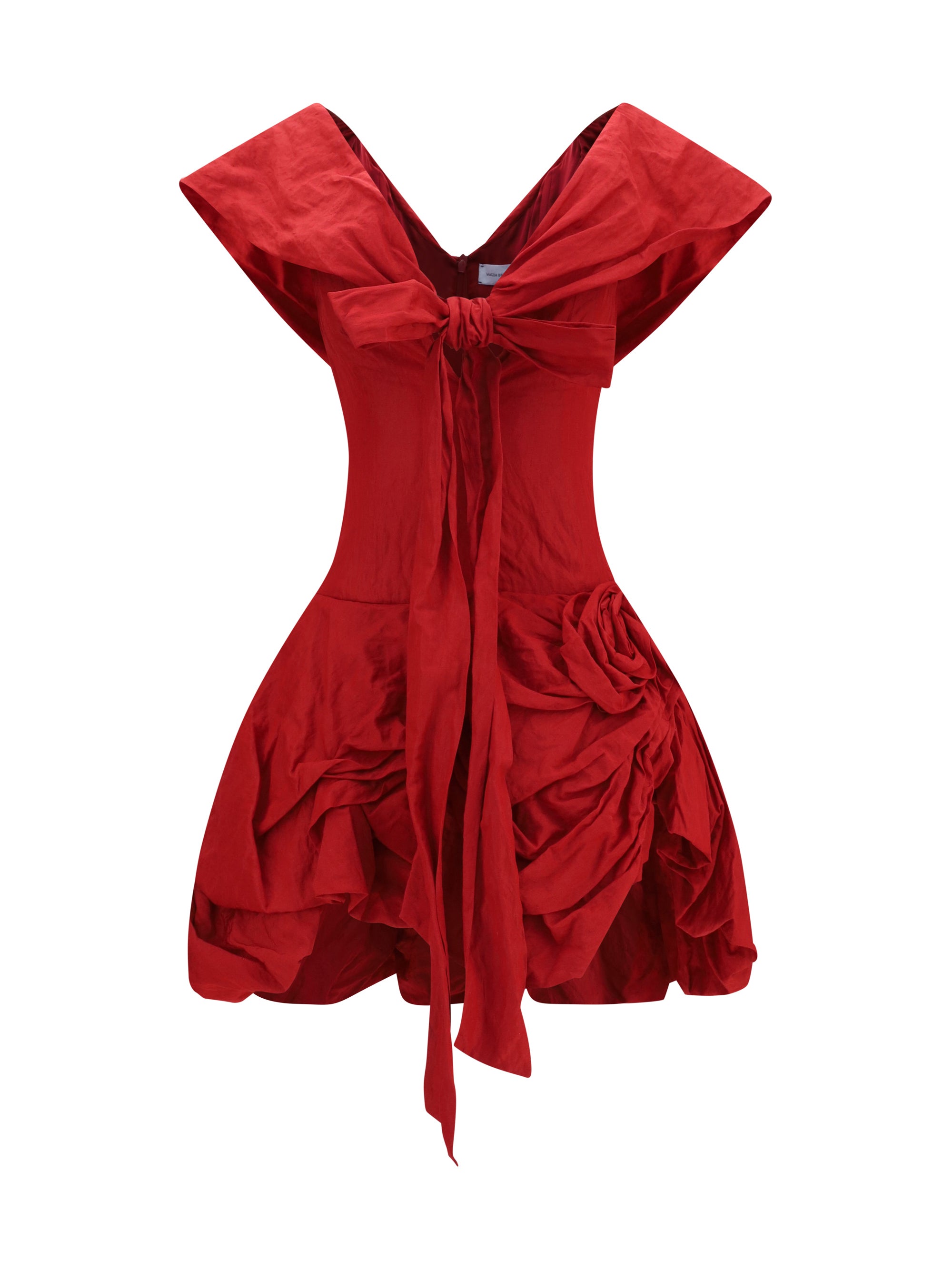 Magda Butrym Draped Shawl-Collar Dress — Red