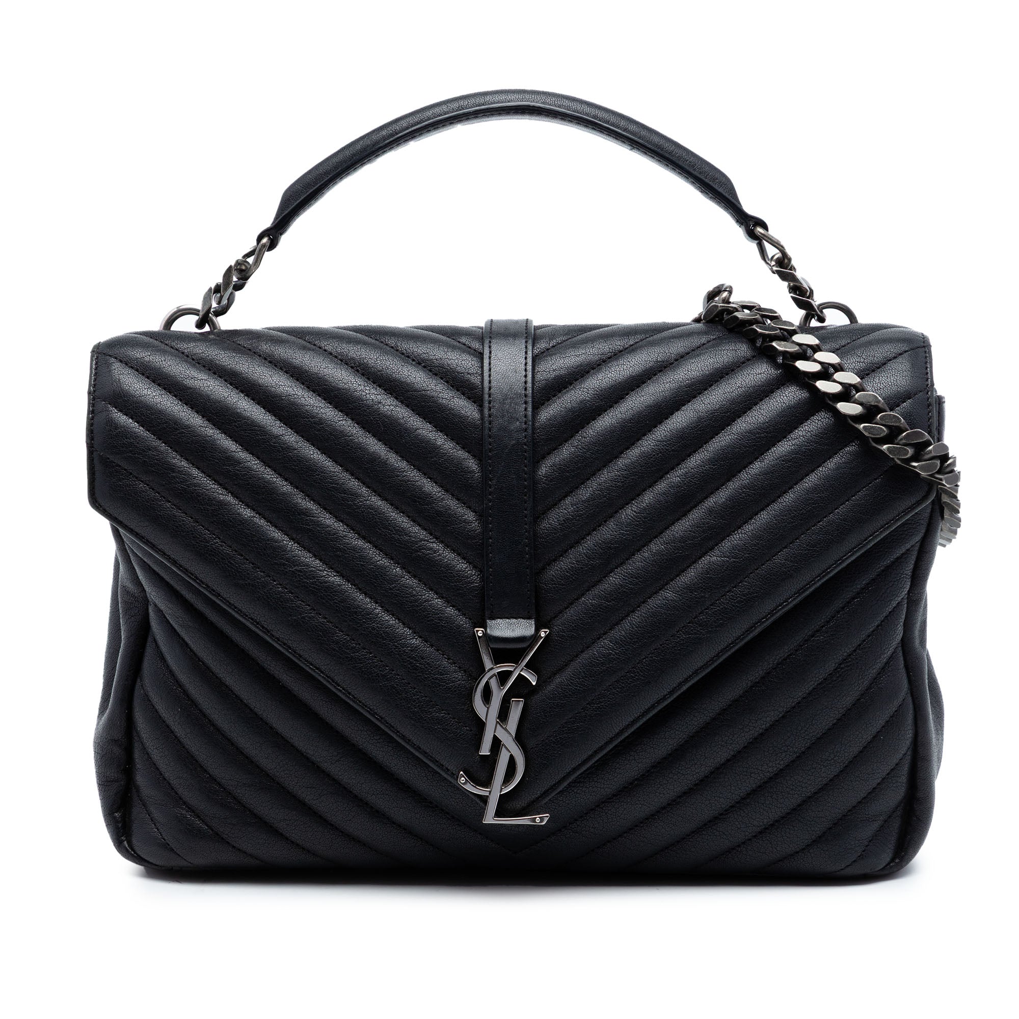 Large Sheepskin Chevron Monogram Monochrome College Bag