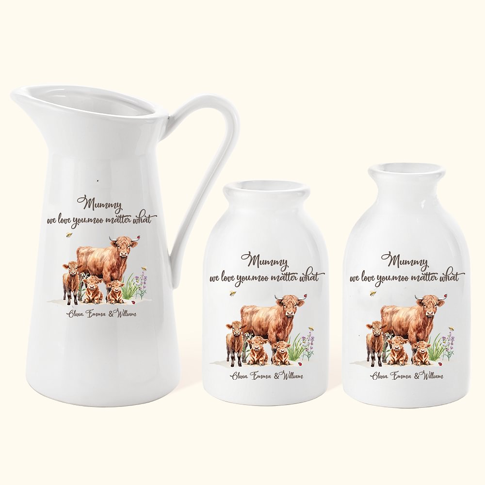 Vaso de Cerámica Personalizado con 1-8 Nombres Decoración del Hogar Cumpleaños Día de la Madre Regalo para Mamá Abuela