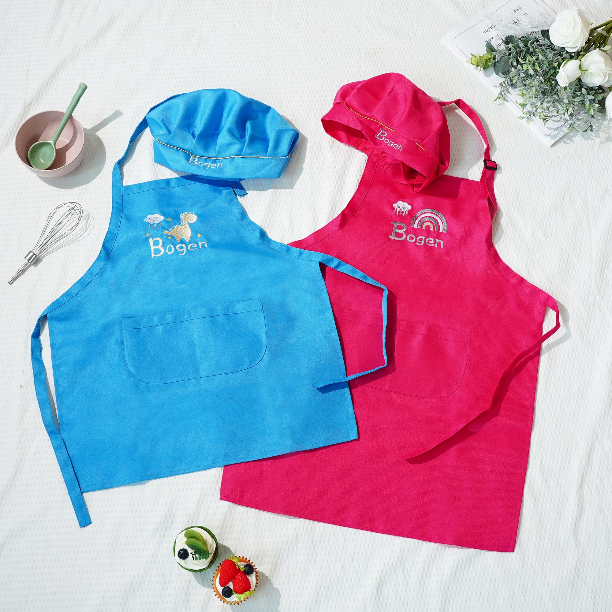 Set de delantal y gorro de cocinero personalizados con el nombre del niño Regalo de cumpleaños para niños y niñas en el Día del Niño
