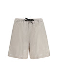GCDS Striped All-Over Logo Swim Shorts — Beige
