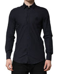 Men's Dark Blue Martini Cotton Dress Formal Shirt