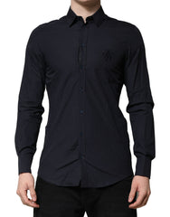 Men's Dark Blue Martini Cotton Dress Formal Shirt