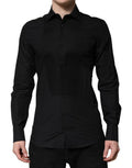 Men's Black Gold Long Sleeves Dress Formal Shirt Cotton