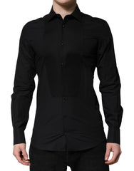 Men's Black Gold Long Sleeves Dress Formal Shirt Cotton