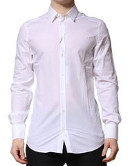Men's White Gold Long Sleeves Dress Formal Shirt Cotton