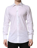 Men's White Cotton Long Sleeves Gold Formal Shirt