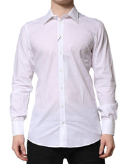 Men's White Cotton Long Sleeves Gold Formal Shirt