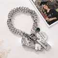 Personalizada Bachelor Cap Birthstone Graduación Charm pulsera con grabado Año y Nombre de Graduación Cumpleaños de regalo para los graduados de la escuela secundaria de la universidad