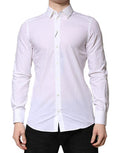 Men's White Martini Long Sleeves Dress Formal Shirt Cotton