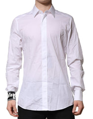 White Gold Cotton Men Dress Formal Shirt