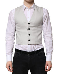 Gray Wool Dress Formal Men Waistcoat Vest Virgin Elastane