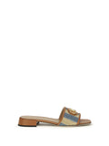 Valentino Garavani VLogo Signature Raffia Slide Sandals — Brown