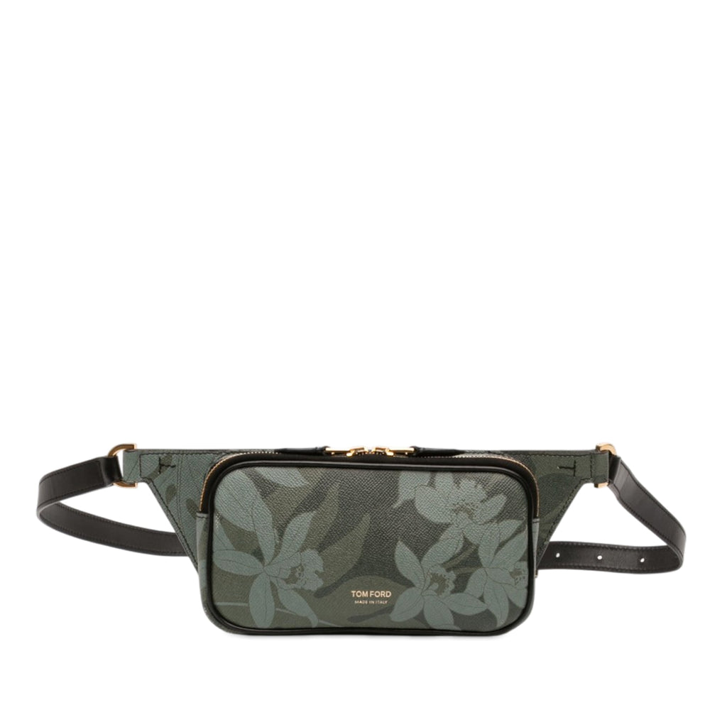 Leather Floral Print Belt Bag